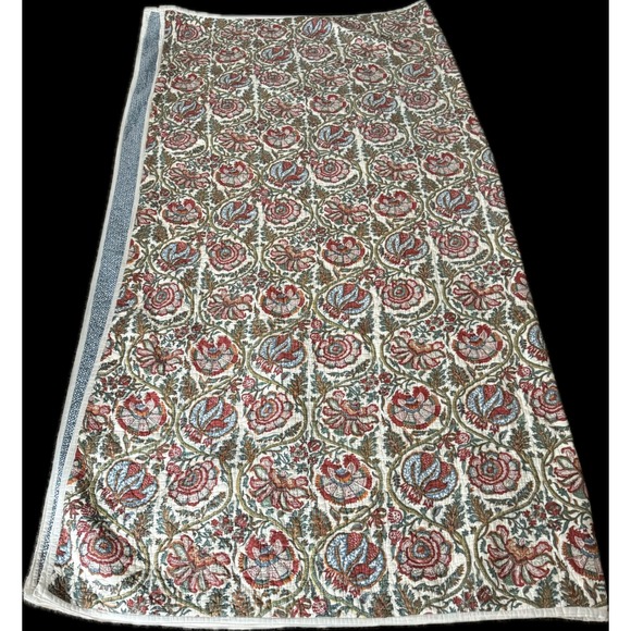 Pottery Barn Mia Haylie Queen Floral Block Print Reversible Quilt Throw Blanket - Picture 5 of 7